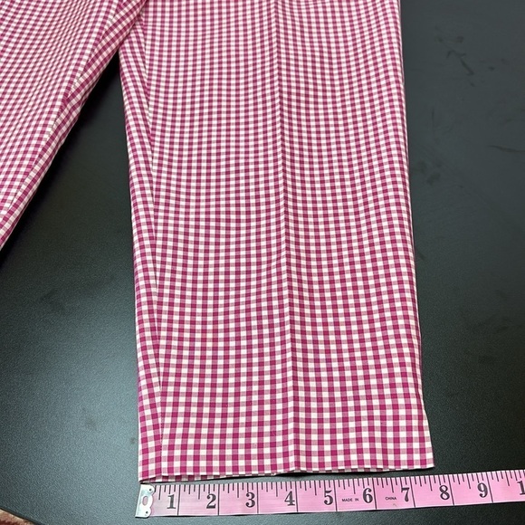 Vtg Talbots Pink Gingham Check Pure Silk Tapered Ankle Pants 14 Pet Pockets - Picture 14 of 15